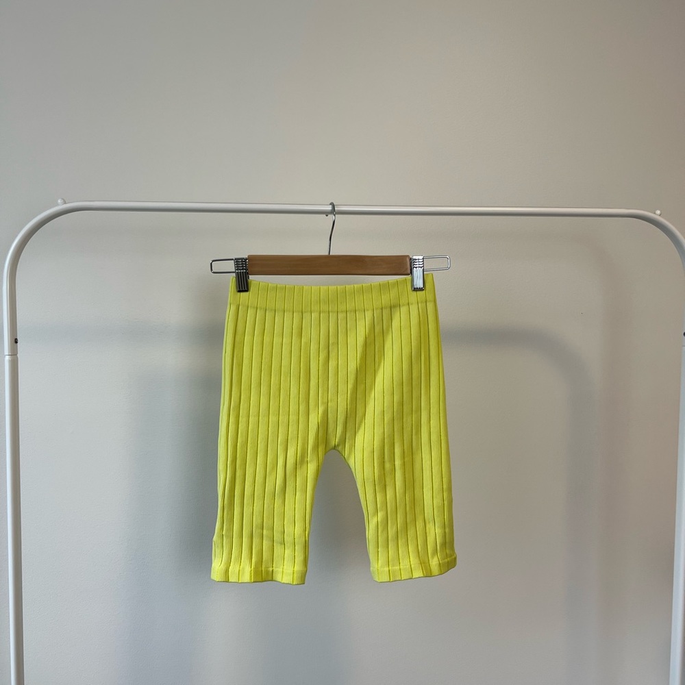 Zara Lime Green Ribbed Bike Shorts size M/L